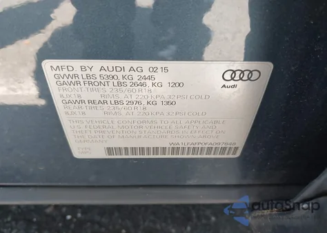 2015 Audi Q5 2.0T Premium z USA, uszkodzony, nr VIN WA1LFAFP0FA097848